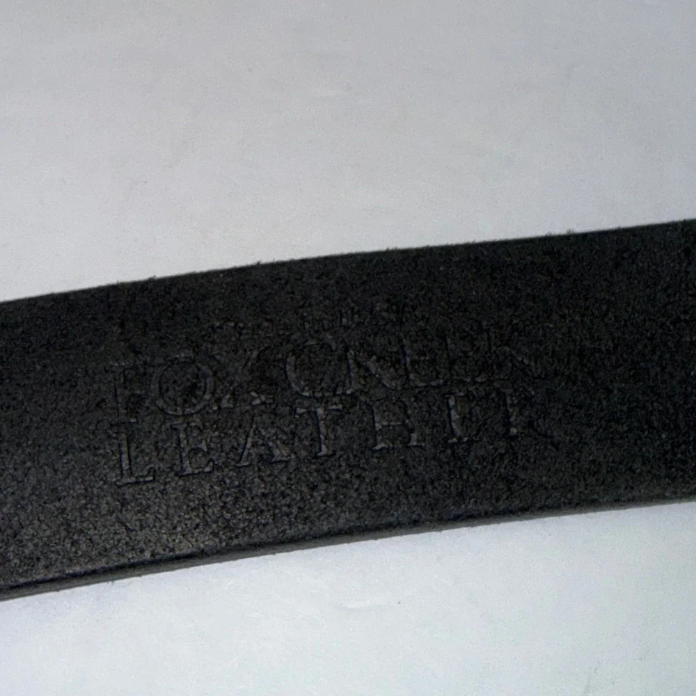 Fox Creek Leather Belt Mens 44 Black Full Grain Leather Roller Buckle USA Made